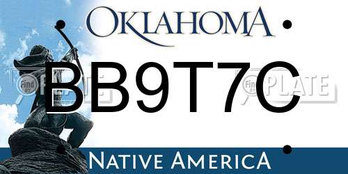 BB9T7C Oklahoma License Plate