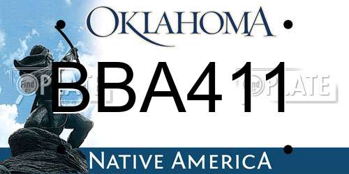 BBA411 Oklahoma License Plate