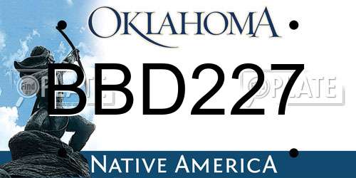 BBD227 Oklahoma License Plate