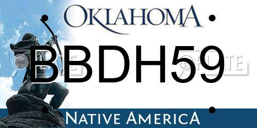 BBDH59 Oklahoma License Plate