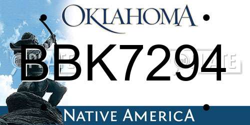 BBK7294 Oklahoma License Plate