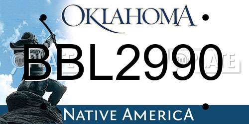 BBL2990 Oklahoma License Plate