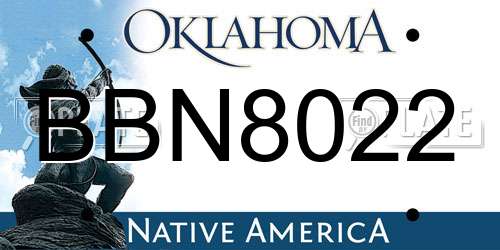 BBN8022 Oklahoma License Plate