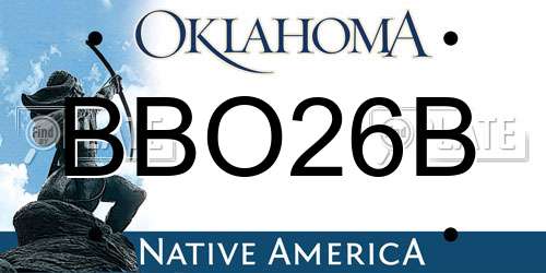 BBO26B Oklahoma License Plate