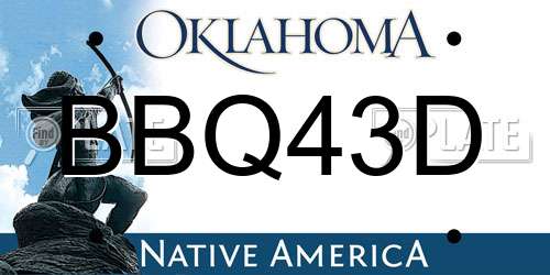 BBQ43D Oklahoma License Plate