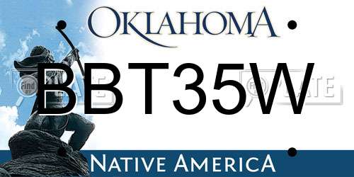 BBT35W Oklahoma License Plate