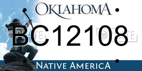 BC12108 Oklahoma License Plate