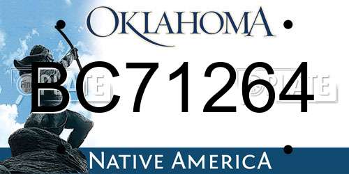 BC71264 Oklahoma License Plate