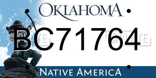 BC71764 Oklahoma License Plate