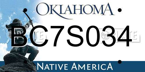 BC7S034 Oklahoma License Plate