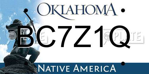 BC7Z1Q Oklahoma License Plate