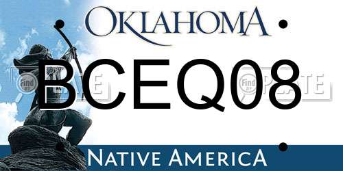 BCEQ08 Oklahoma License Plate