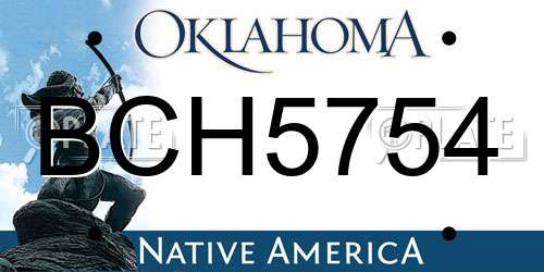BCH5754 Oklahoma License Plate