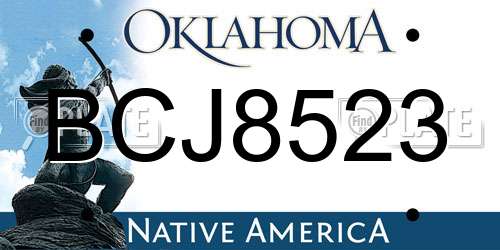 BCJ8523 Oklahoma License Plate