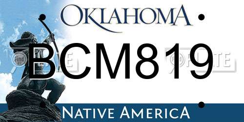 BCM819 Oklahoma License Plate