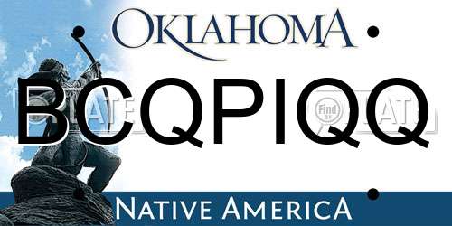 BCQPIQQ Oklahoma License Plate