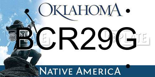 BCR29G Oklahoma License Plate