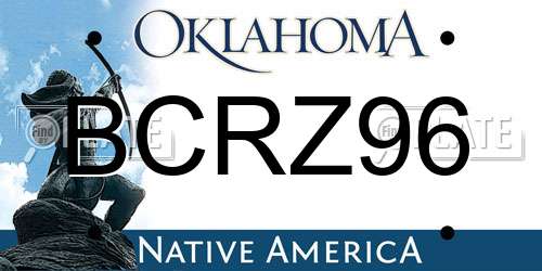 BCRZ96 Oklahoma License Plate