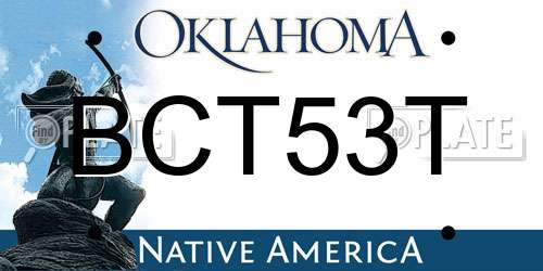 BCT53T Oklahoma License Plate