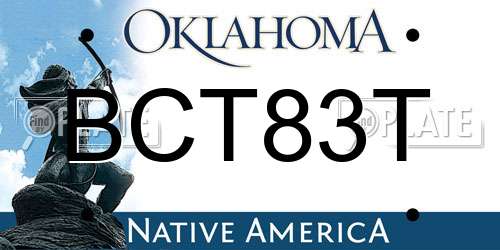 BCT83T Oklahoma License Plate