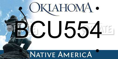 BCU554 Oklahoma License Plate