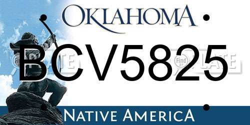 BCV5825 Oklahoma License Plate
