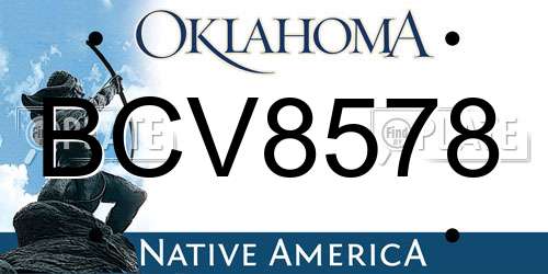 BCV8578 Oklahoma License Plate