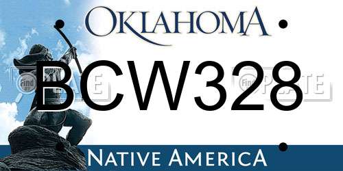BCW328 Oklahoma License Plate