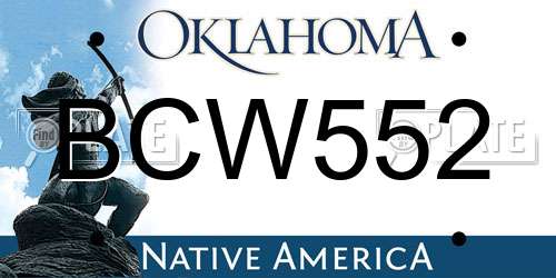 BCW552 Oklahoma License Plate