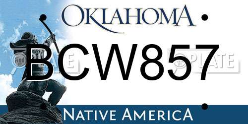 BCW857 Oklahoma License Plate