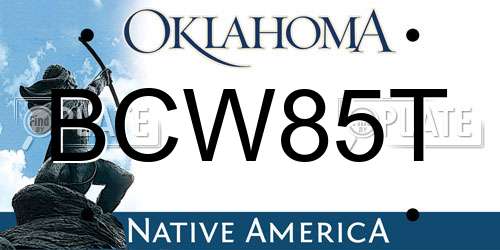 BCW85T Oklahoma License Plate