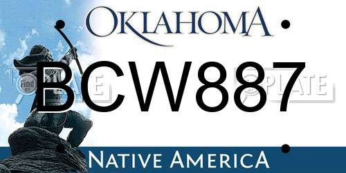 BCW887 Oklahoma License Plate