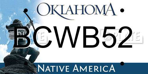 BCWB52 Oklahoma License Plate