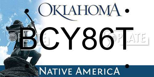 BCY86T Oklahoma License Plate