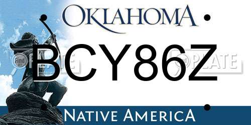 BCY86Z Oklahoma License Plate