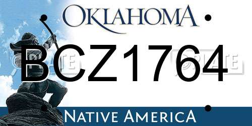 BCZ1764 Oklahoma License Plate