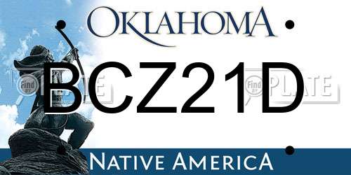 BCZ21D Oklahoma License Plate