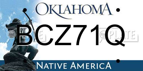 BCZ71Q Oklahoma License Plate