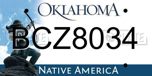 BCZ8034 Oklahoma License Plate