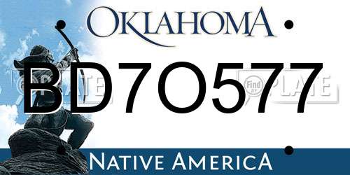 BD7O577 Oklahoma License Plate
