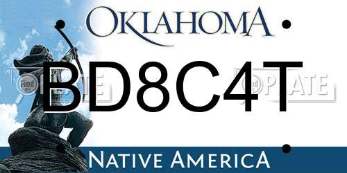 BD8C4T Oklahoma License Plate