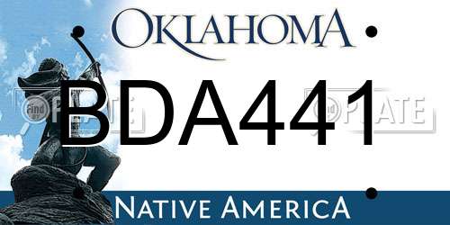 BDA441 Oklahoma License Plate