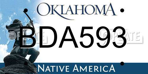 BDA593 Oklahoma License Plate
