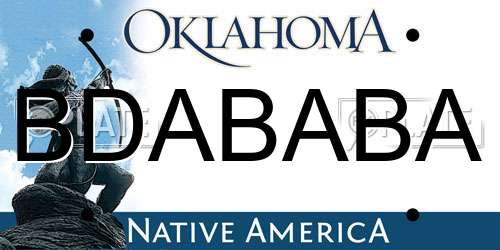 BDABABA Oklahoma License Plate