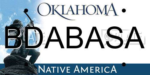 BDABASA Oklahoma License Plate