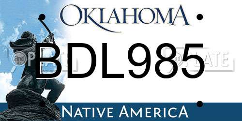 BDL985 Oklahoma License Plate