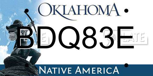 BDQ83E Oklahoma License Plate