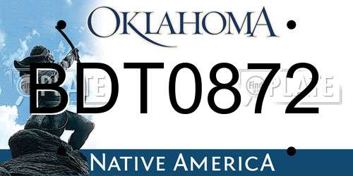 BDT0872 Oklahoma License Plate