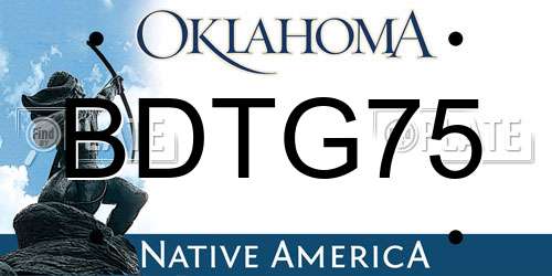 BDTG75 Oklahoma License Plate