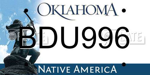 BDU996 Oklahoma License Plate